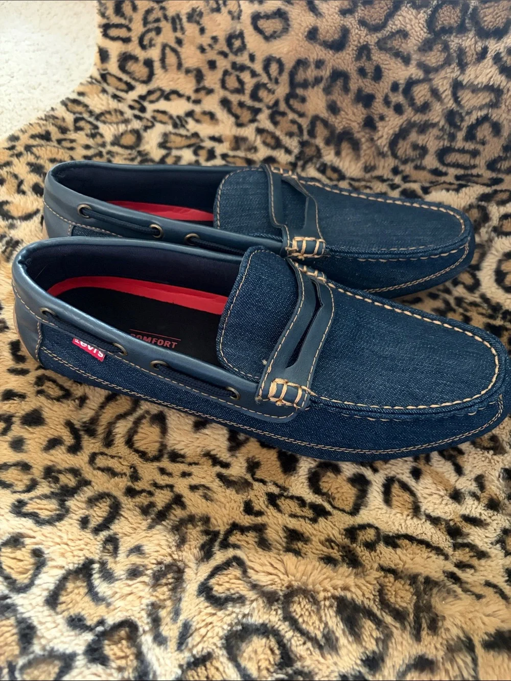 Levi's Men's Dark Blue Denim Slip-On Loafers